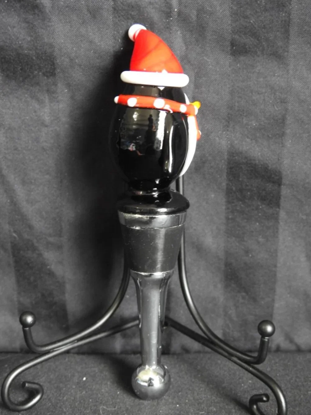 Pier 1 Imports Glass Christmas Penguin Wine/Bottle Stopper